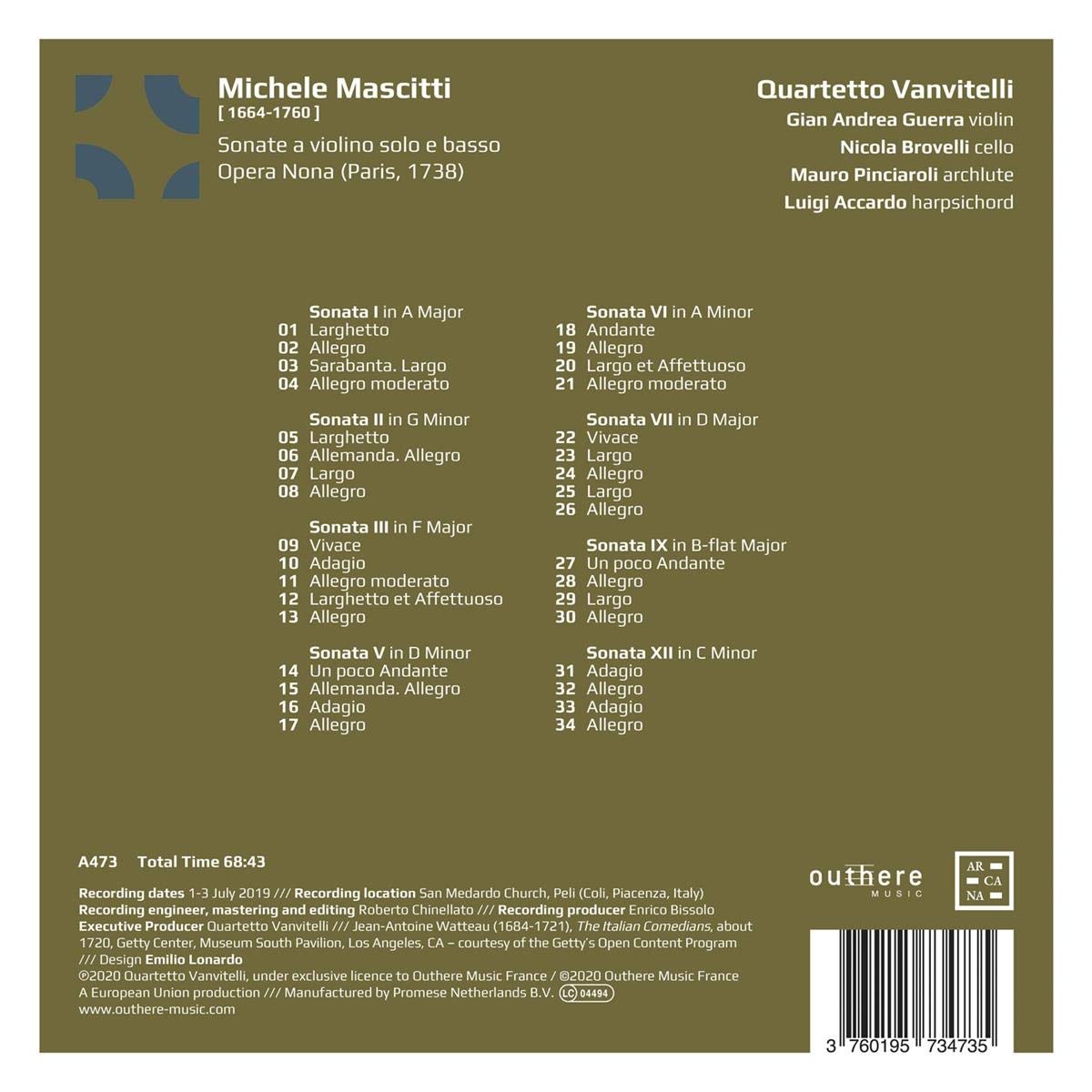 Quartetto Vanvitelli 마시티: 바이올린 소나타 (Michele Mascitti: Violin Sonata Op.9)