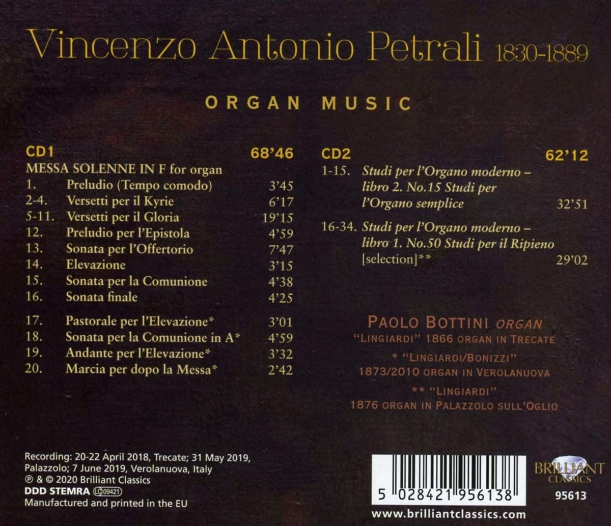 Paolo Bottini 페트랄리: 장엄 미사, 오르간 연습곡 (Vincenzo Antonio Petrali: Organ Music) 