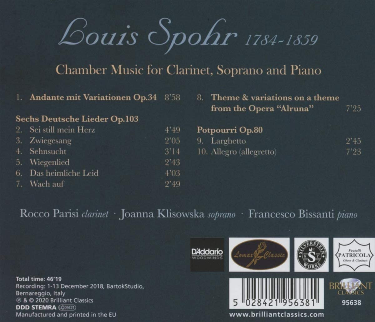 Joanna Klisowska 슈포어: 클라리넷과 소프라노, 피아노를 위한 실내악 (Spohr: Chamber Music for Clarinet, Soprano and Piano) 