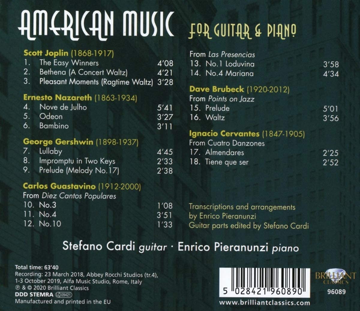 Stefano Cardi 기타와 피아노를 위한 아메리카의 음악 (American Music for Guitar & Piano) 