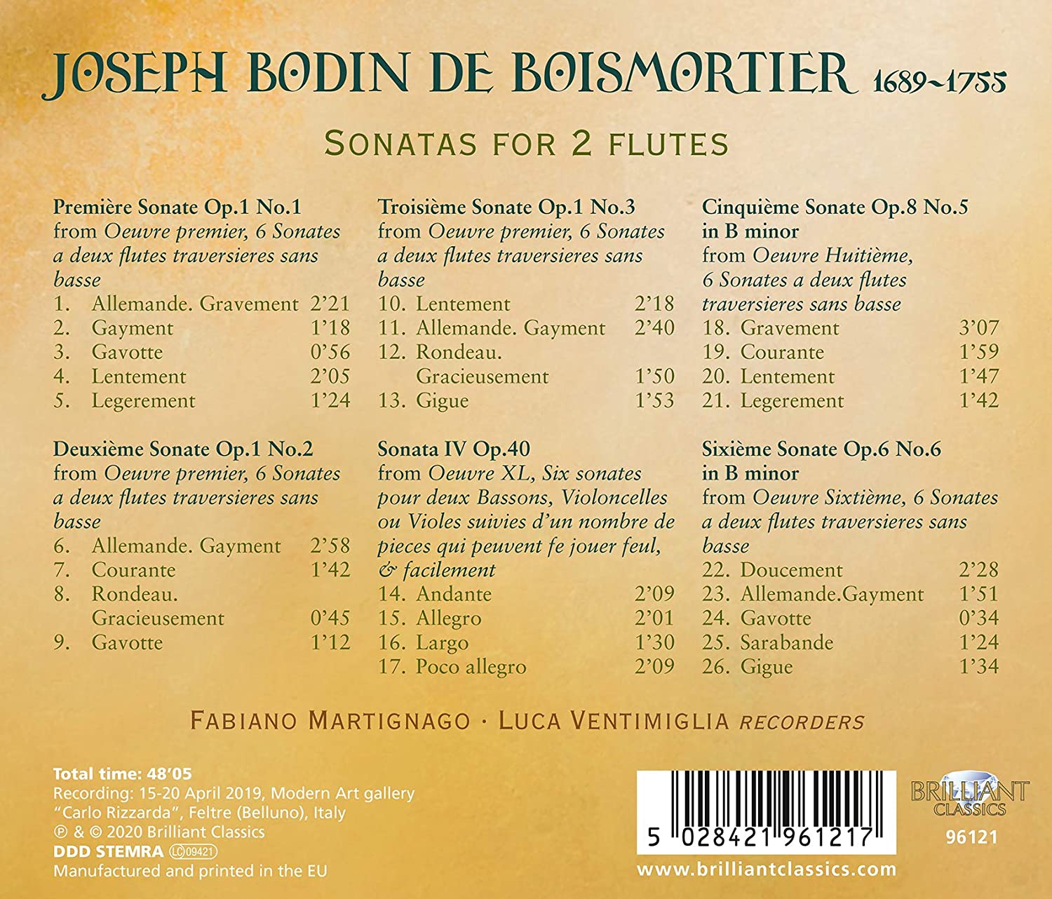 Fabiano Martignago 부아모르티에: 두 대의 플루트를 위한 소나타 [리코더 연주반] (Joseph Bodin de Boismortier: Sonatas for 2 Flutes) 
