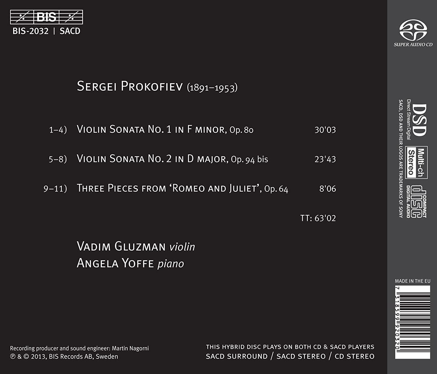 Vadim Gluzman 프로코피에프: 바이올린 소나타 1번, 로미오와 줄리엣 모음곡 (Prokofiev: Violin Sonatas, 3 Pieces from Romeo & Juliet) 