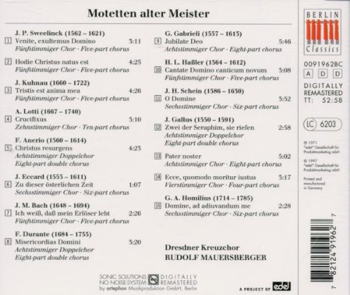 Rudolf Mauersberger 모테트 모음곡 (Motetten Alter Meister) 