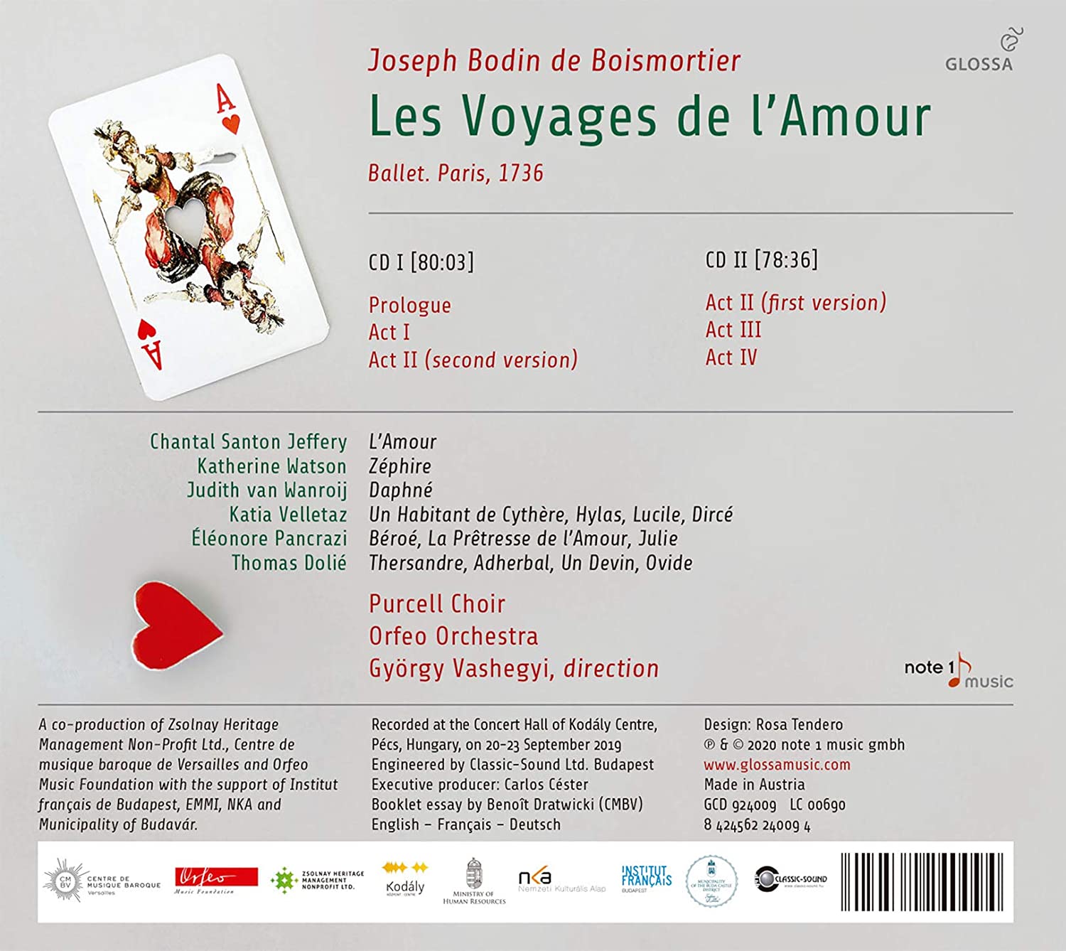 Gyorgy Vashegyi 부아모르티에: 오페라 '사랑의 항해' (Joseph Bodin de Boismortier: Les Voyages de l'Amour) 