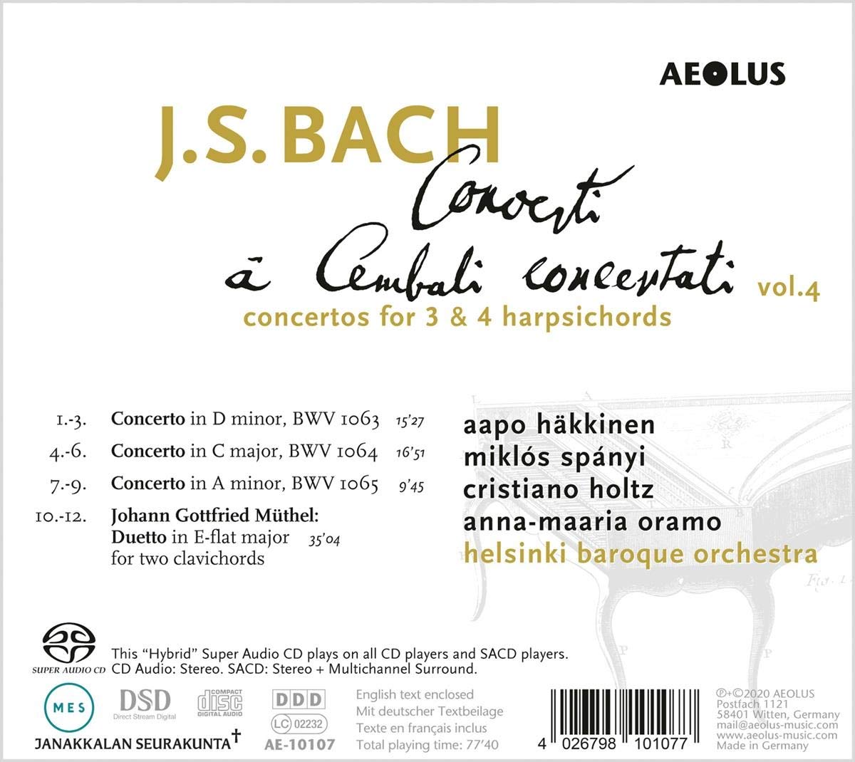 Aapo Hakkinen 바흐: 3대, 4대의 하프시코드를 위한 협주곡들 (J.S.Bach: Concerti A Cembali Concertati)