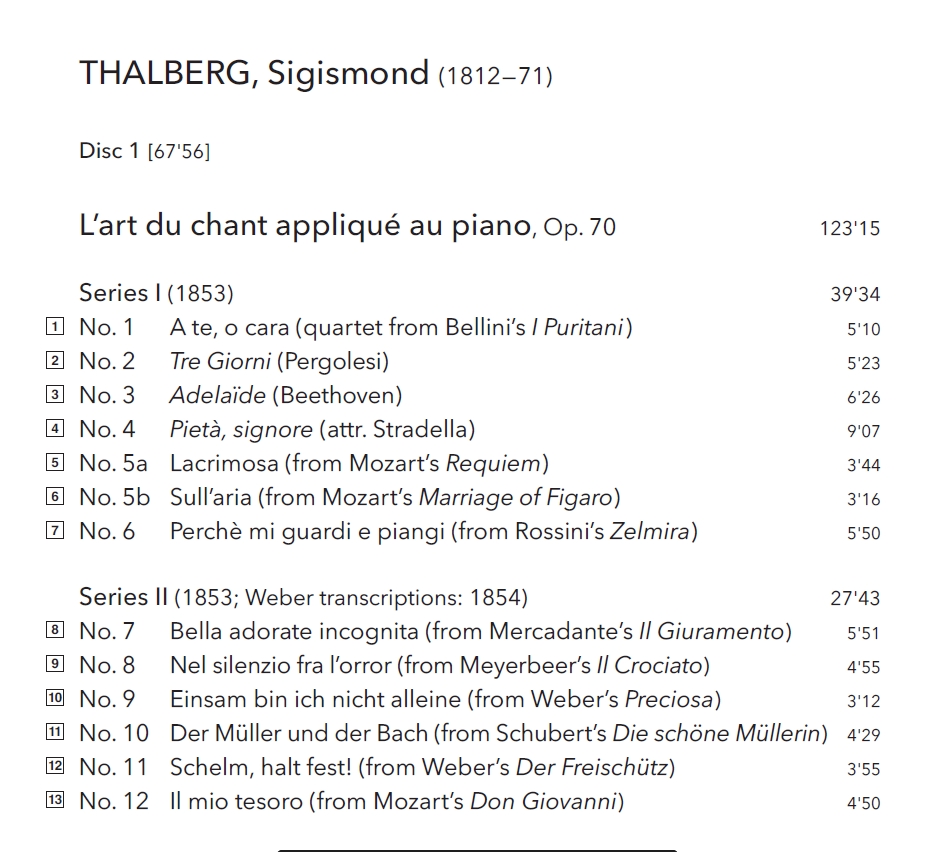 Paul Wee 탈베르크: 피아노에 응용된 노래의 기법 (Sigismond Thalberg: L'art du chant Op.70) 