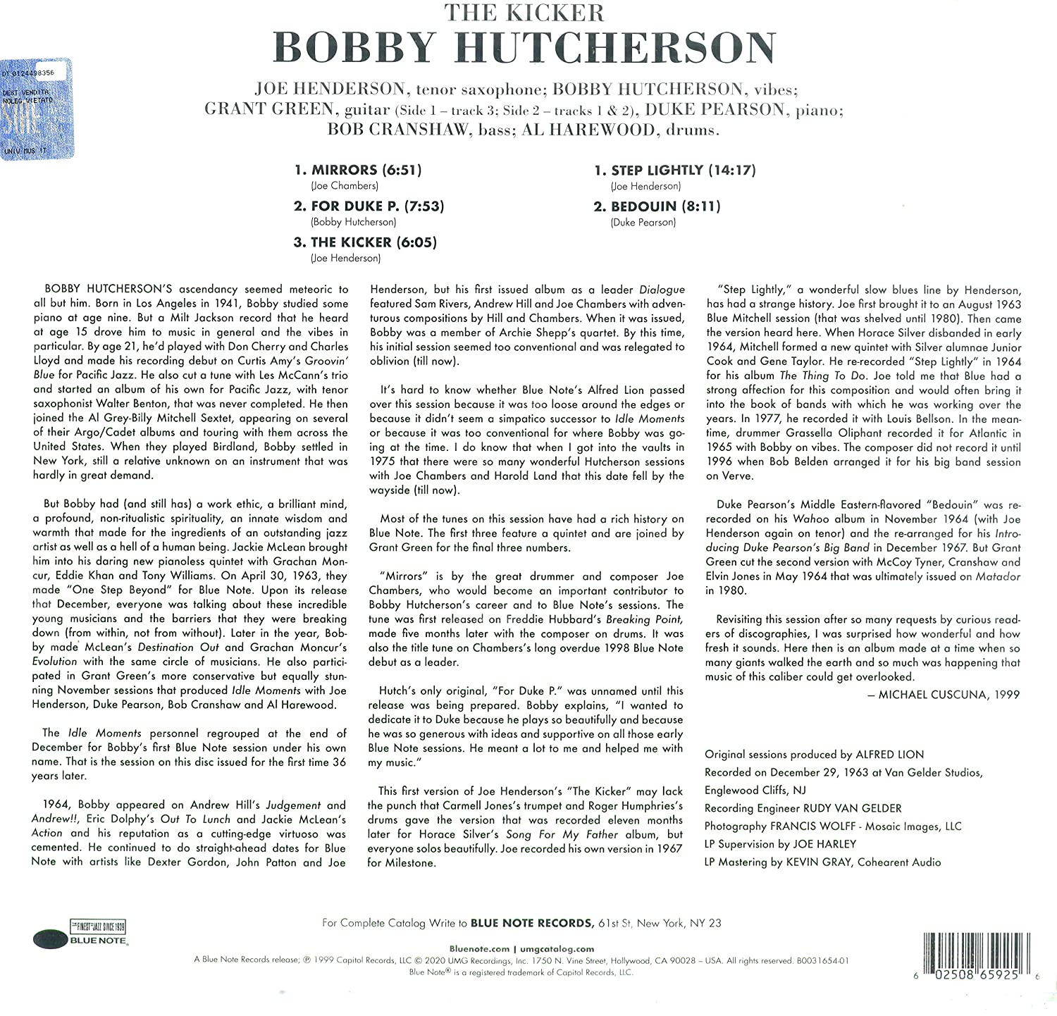 Bobby Hutcherson (바비 허처슨) - The Kicker [LP] 