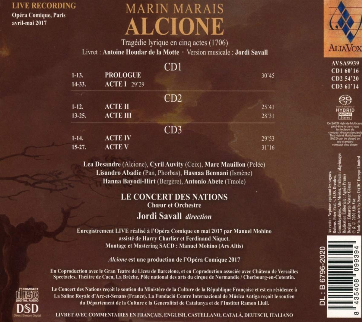 Jordi Savall 마랭 마레: 오페라 '알시온' (Marin Marais: Alcione - Tragedie Lyrique 1706) 