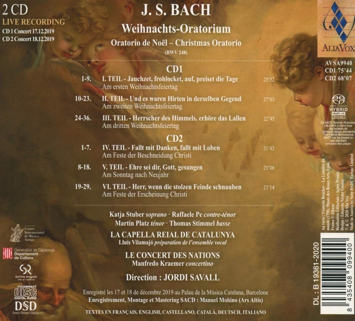 Jordi Savall 바흐: 크리스마스 오라토리오 (J.S. Bach: Christmas Oratorio BWV248) 