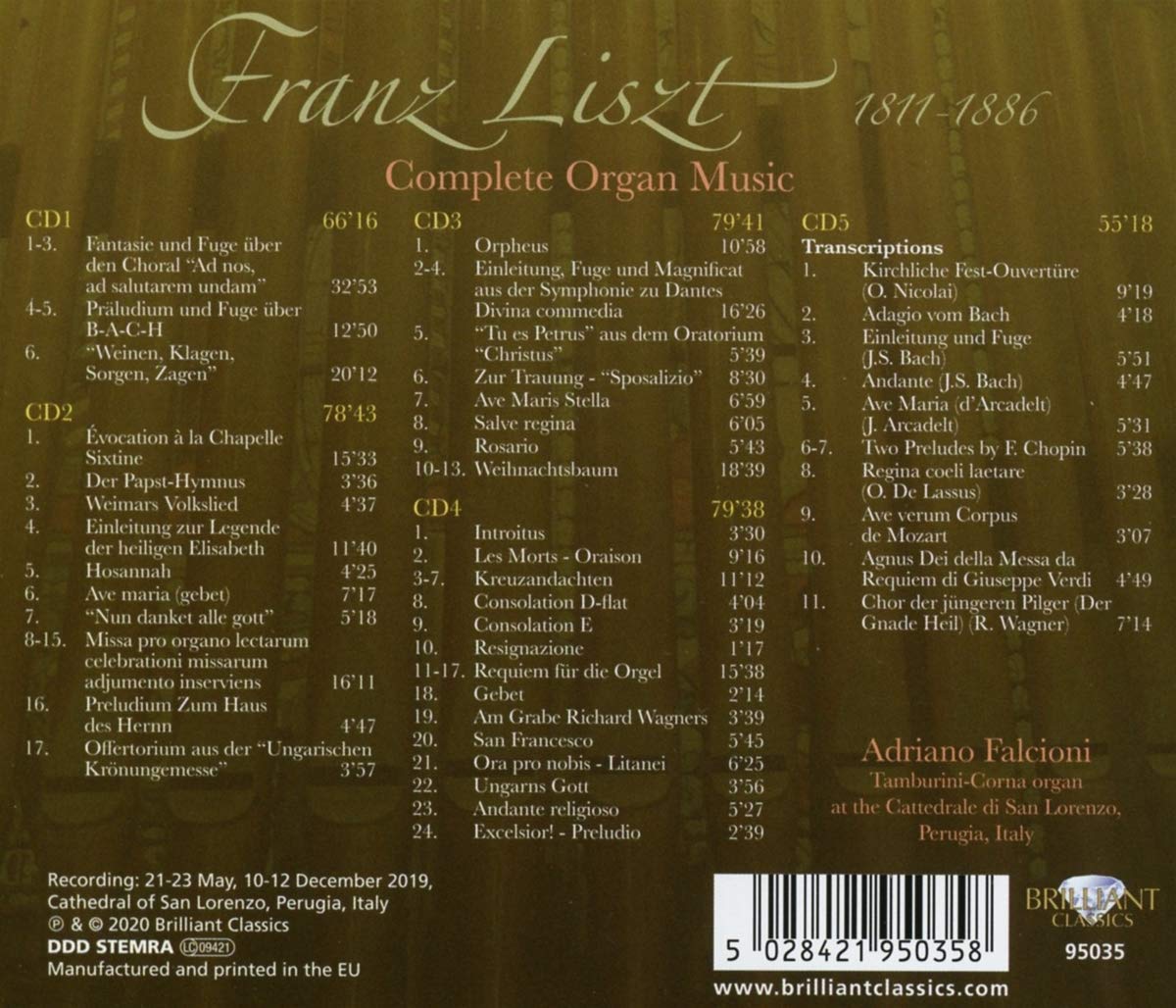 Adriano Falcioni 리스트: 오르간 음악 전곡 (Liszt: Complete Organ Music) 