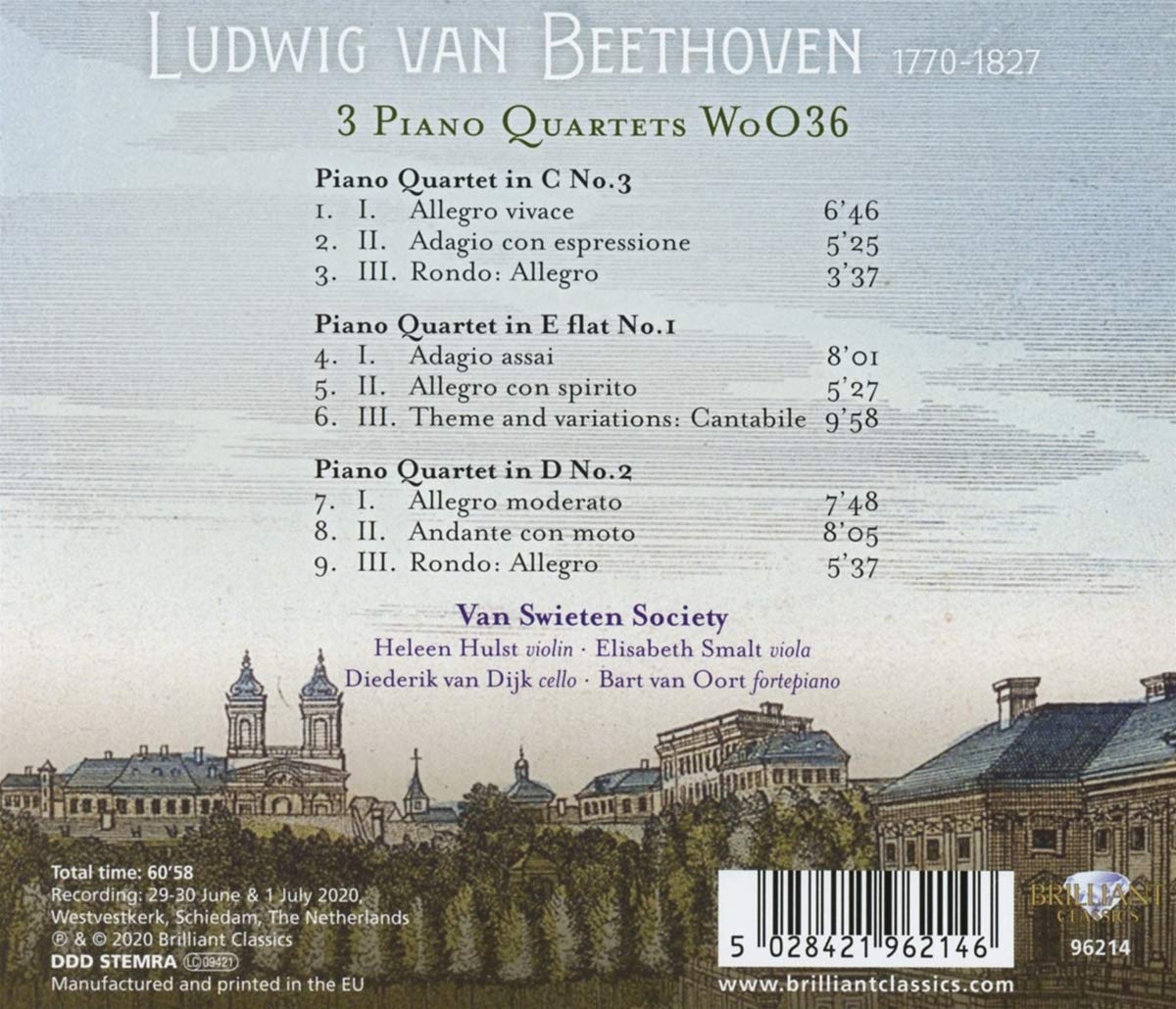 Van Swieten Society 베토벤: 세 개의 피아노 사중주 (Beethoven: 3 Piano Quartets WoO36) 