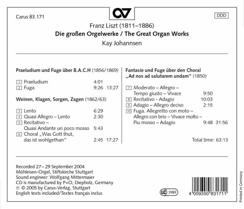Kay Johannsen 리스트: 대 오르간 작품집 (Liszt : The Great Organ Works) 