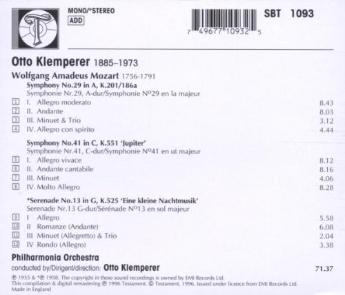 Otto Klemperer 모차르트: 교향곡 29, 41번 (Mozart : Symphonies No.29 K.201/186a. No.41 K.551) 