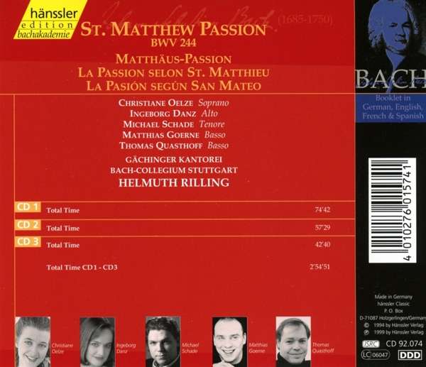 Helmuth Rilling 바흐: 마태 수난곡 (Bach : St.Matthew Passion BWV 244 ) 