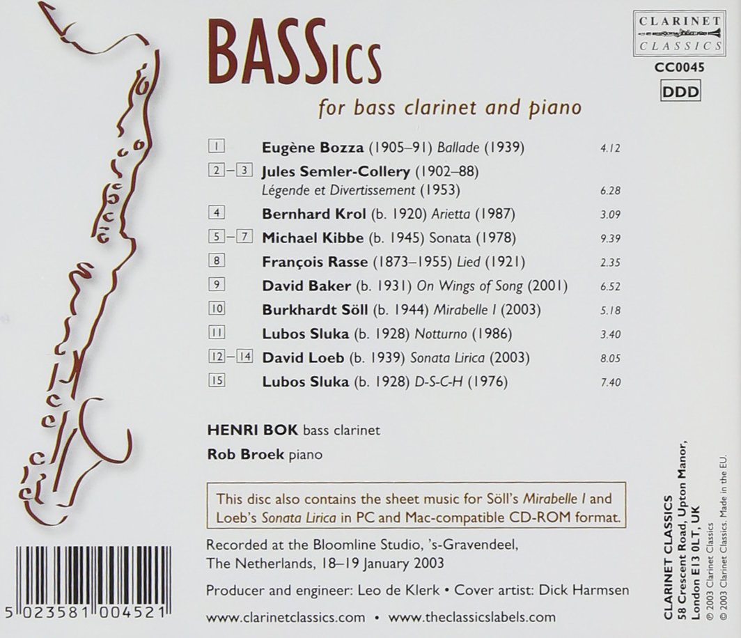 Henri Bok 베이식스: 베이스 클라리넷을 위한 베이식스 (Bassics : For Bass Clarinet And Piano) 