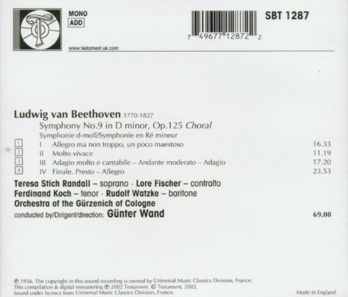 Gunter Wand  베토벤: 교향곡 9번 (Beethoven : Symphony No.9, Op.125 'Choral') 