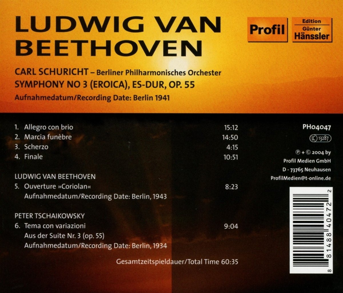 Carl Schuricht 베토벤: 교향곡 3번 (Beethoven : Symphony No.3 Op.55 'Eroica') 