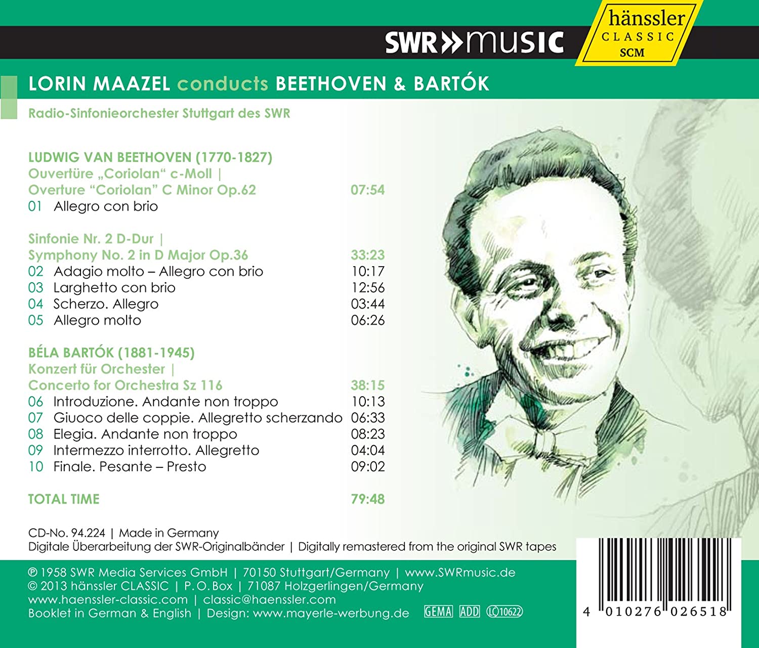 Lorin Maazel 베토벤: 코리올란 서곡, 교향곡 2번 / 바르토크: 오케스트라를 위한 협주곡 (Beethoven: Coriolan Ouverture, Symphony No.2) 
