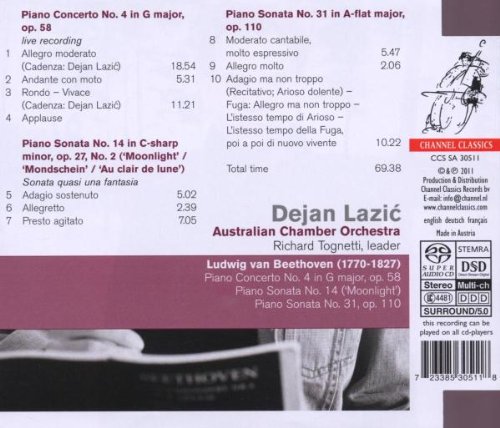 Dejan Lazic 베토벤: 피아노 협주곡 4번, 소나타 14, 31번 (Beethoven: Piano Concerto No.4 Op.58, Piano Sonatas No.14, No.31) 