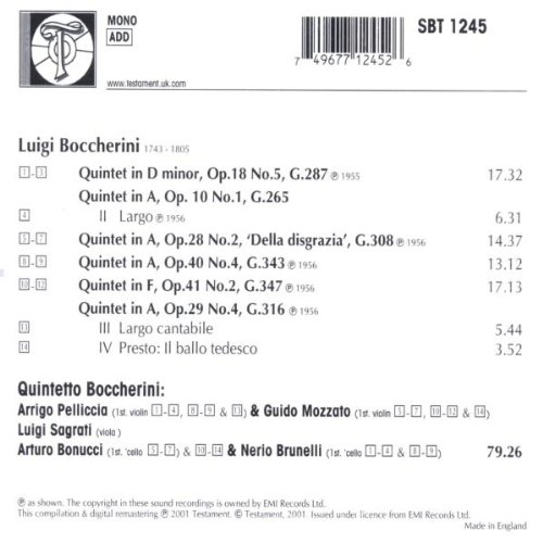 Quintetto Boccherini 보케리니: 현악 오중주 (Boccherini : String Quintets Vol. 3) 