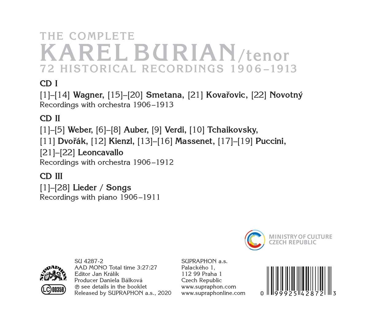 카렐 부리안 녹음 전집 (Karel Burian: Complete Recordings 1906-1913) 