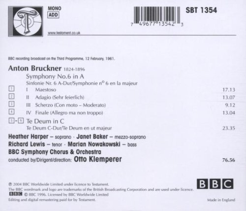 Otto Klemperer 브루크너: 교향곡 6번 (Bruckner : Symphony No.6) 