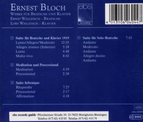 Ernst Wallfisch 블로흐: 비올라와 피아노를 위한 작품집 (Bloch: Works for Viola and Piano) 