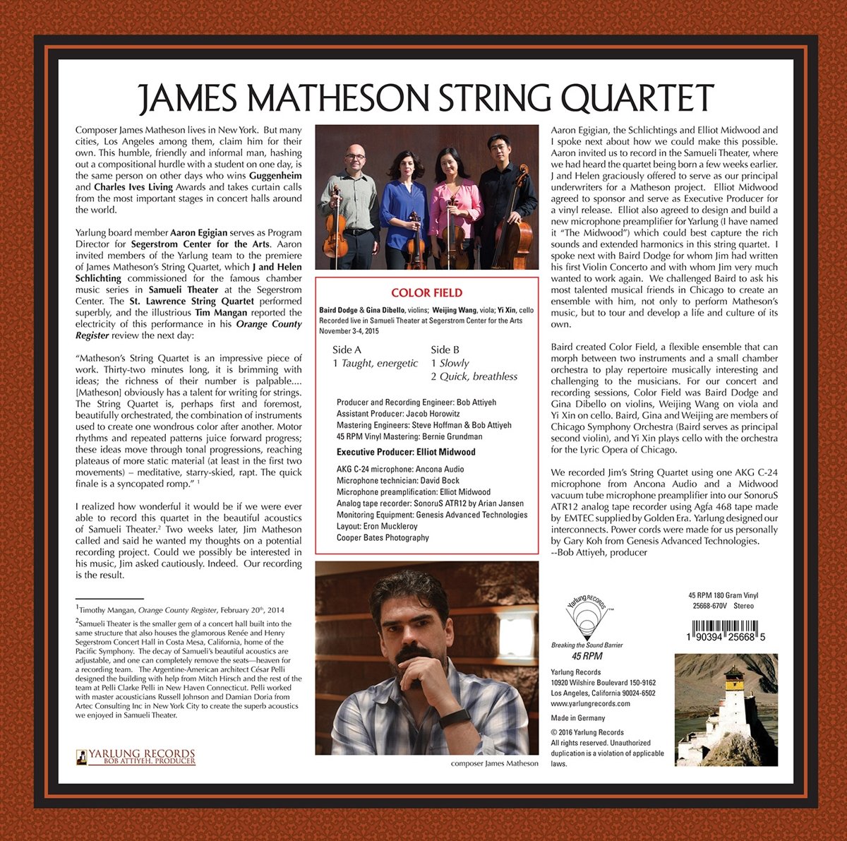Color Field Quartet 제임스 메디슨: 현악 앙상블 (James Matheson: String Quartet) [LP] 