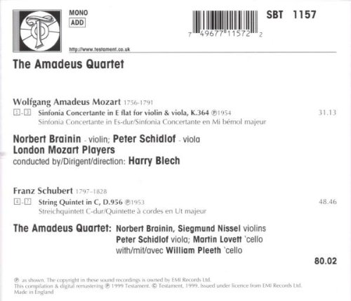 London Mozart Players 슈베르트: 현악 오중주 / 모차르트: 협주곡집 (Schubert : String Quintet D956 / Mozart : Sinfonia Concerto K.364) 