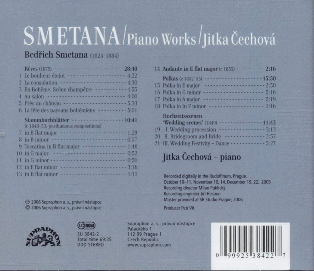 Jitka Cechova 스메타나: 피아노 작품 2집 (Smetana : Piano Works, Vol. 2) 