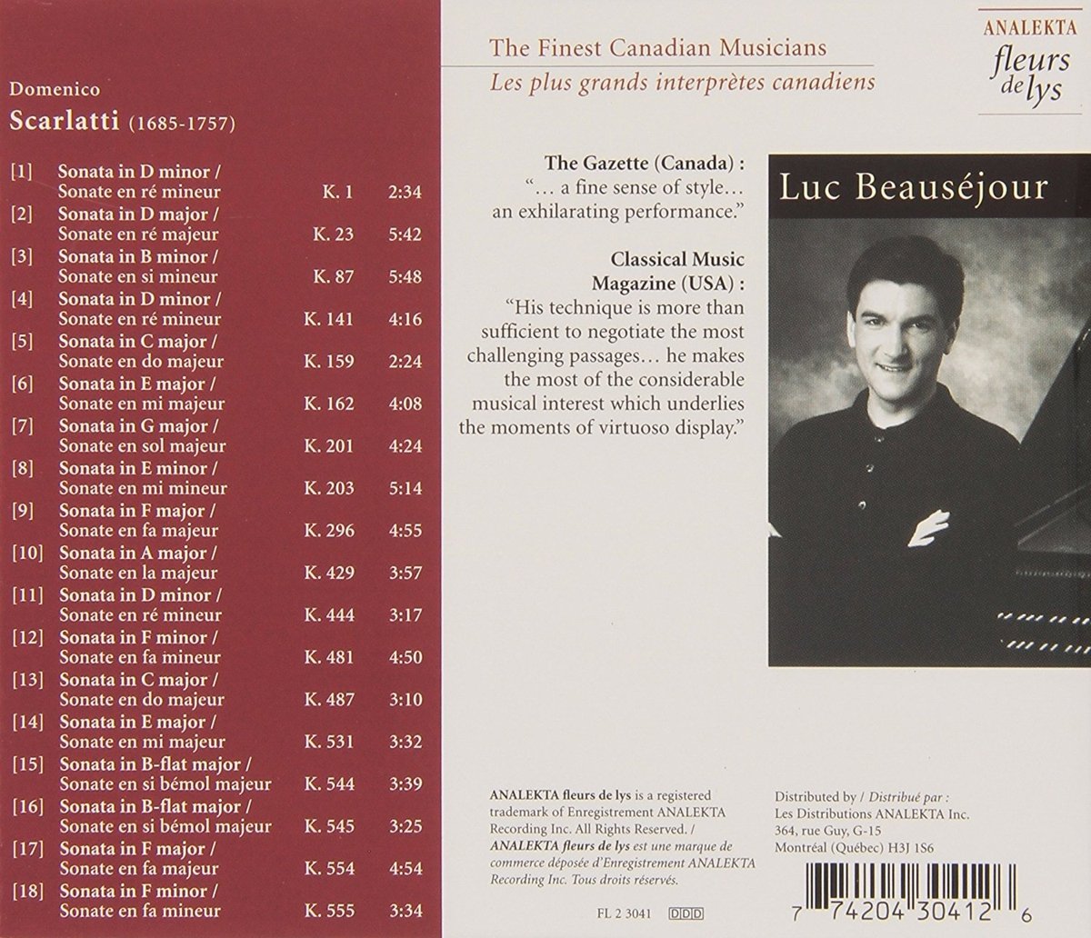 Luc Beausejour 스카를라티: 18개의 하프시코드 소나타 1집 (Scarlatti : 18 Harpsichord Sonatas Vol. 1) 