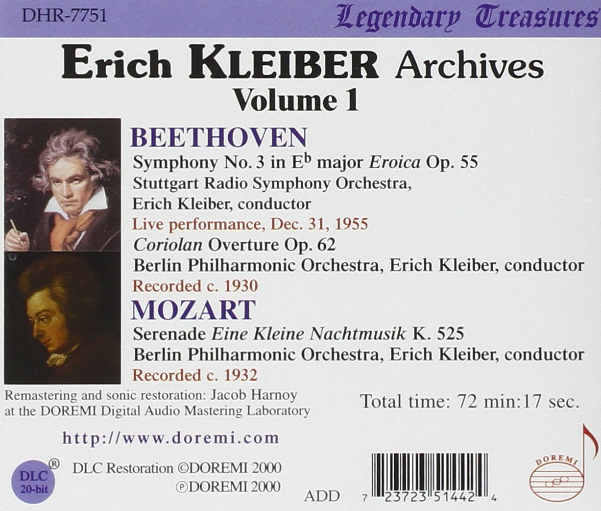 Erich Kleiber 베토벤: 교향곡 3번 / 모차르트: 세레나데 (Beethoven: Symphony No.3 'Eroica' / Mozart: Serenade No.13 'Eine Kleine Nachtmusik') 