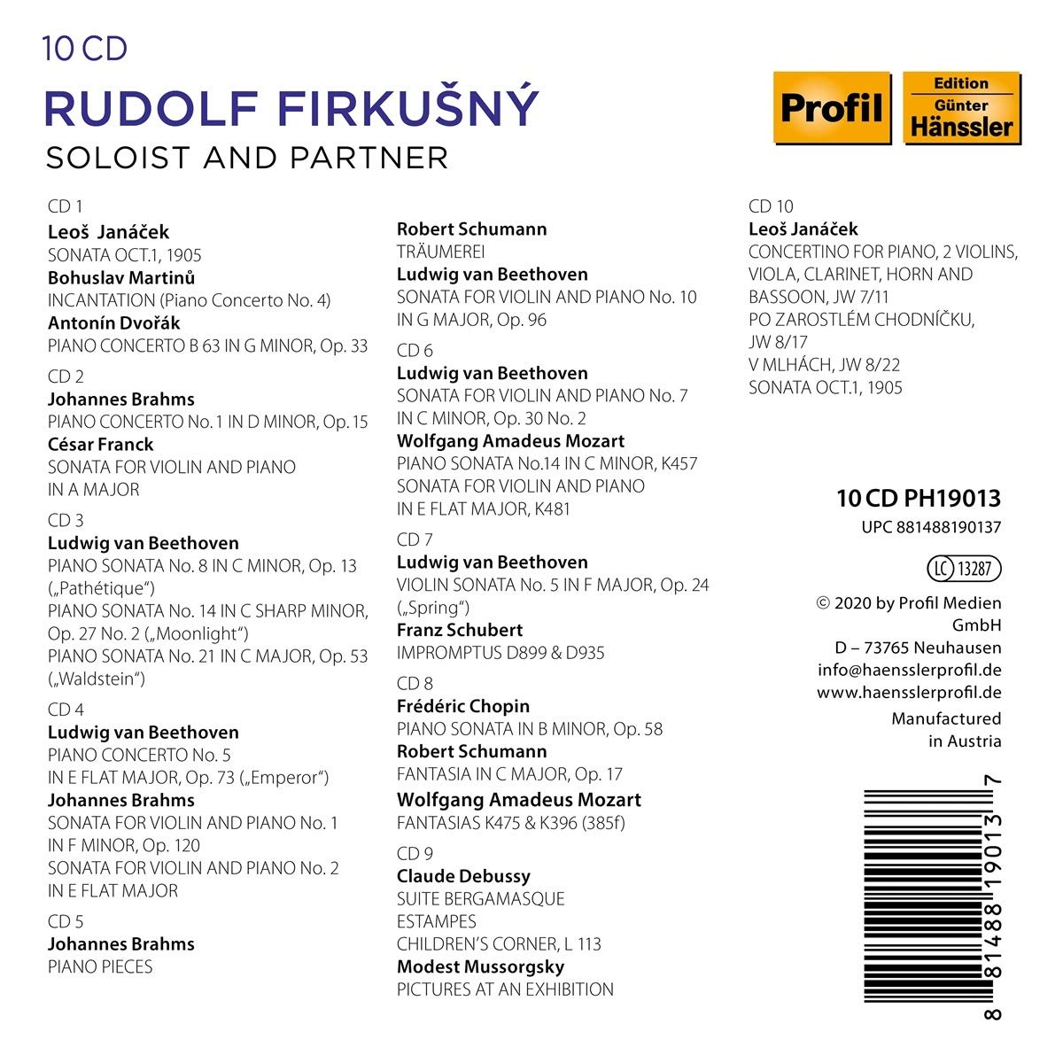 Rudolf Firkusny 루돌프 피르쿠스니 - 독주곡과 실내악 녹음 선집 (Soloist and Partner) 