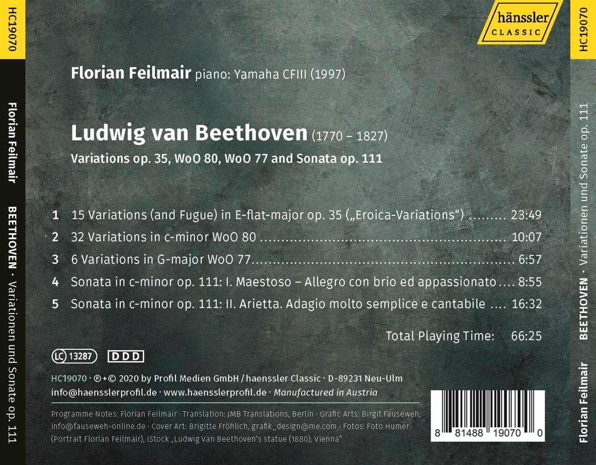 Florian Feilmair 베토벤: 변주곡, 피아노 소나타 32번 (Beethoven: Variations Op.35, Piano Sonata Op.111) 