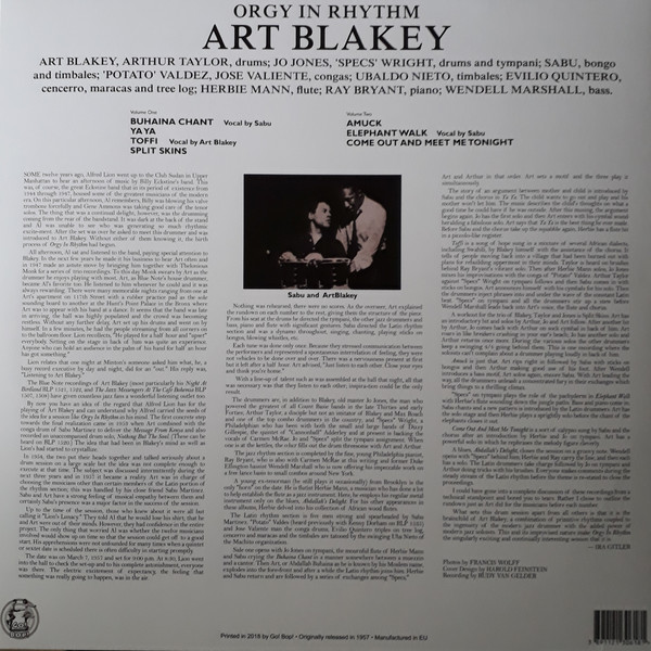 Art Blakey (아트 블래키) - Orgy In Rhythm : Volume One [LP] 