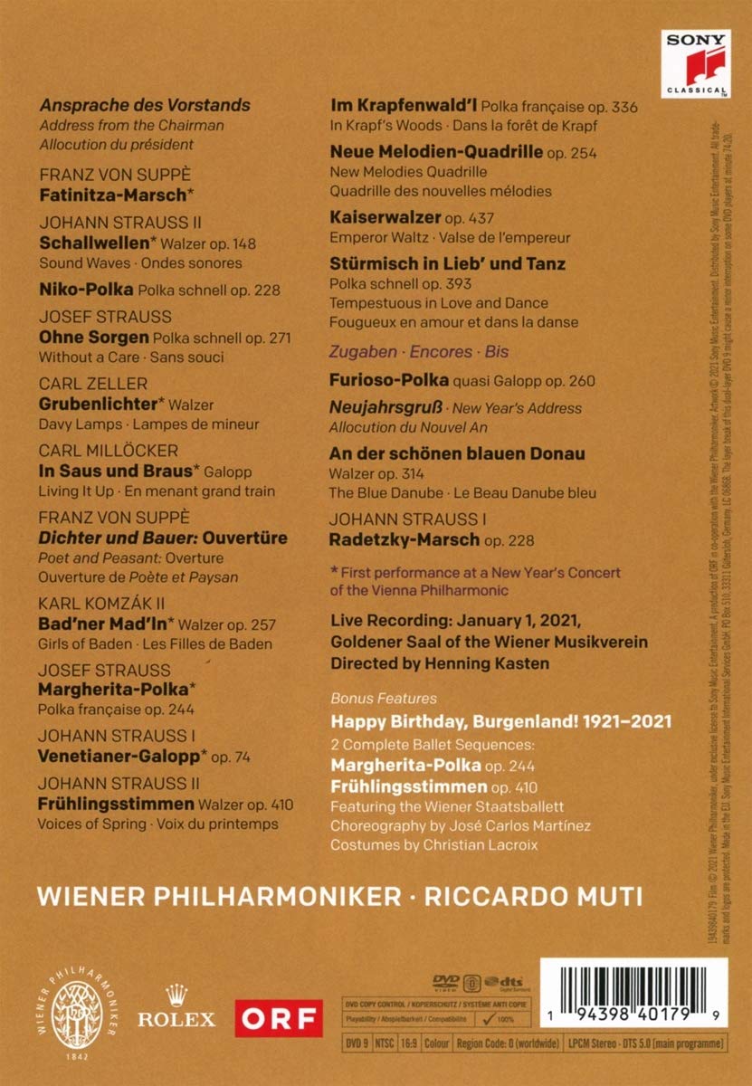Riccardo Muti 2021 빈 신년음악회 - 리카르도 무티, 빈필 (New Year's Concert 2021) [DVD] 