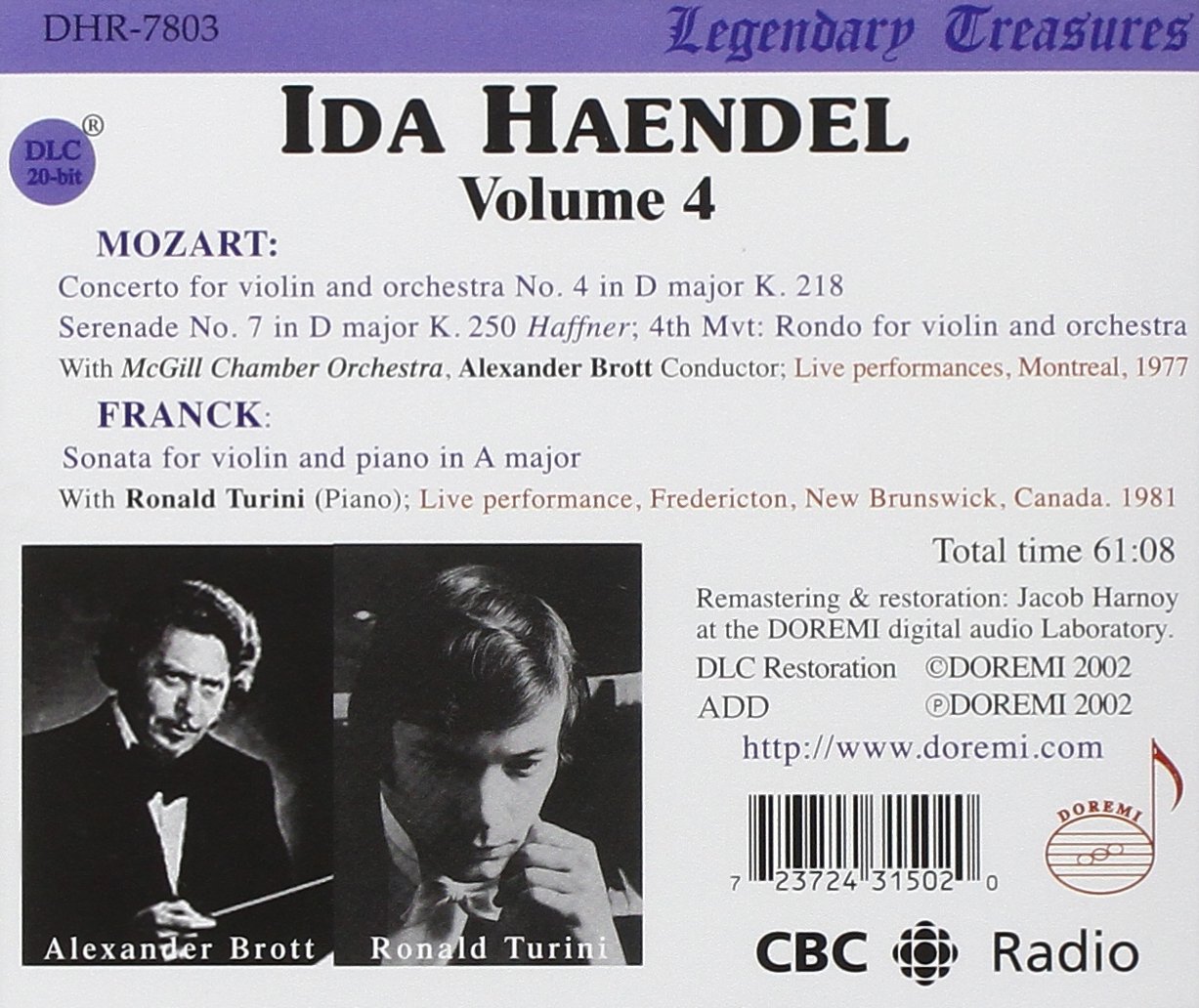 Ida Haendel 이다 헨델 바이올린 연주 모음 (Legendary Treasures Vol. 4)