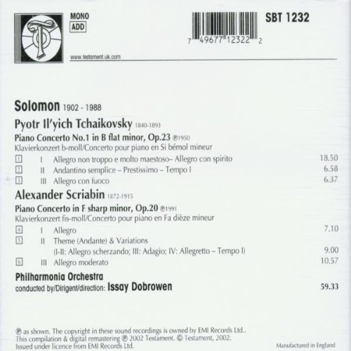 Solomon 차이코스프키 / 스크리아빈: 피아노 협주곡 (Tchaikovsky / Scriabin : Piano Concertos) 