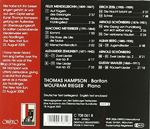 토마스 햄슨 가곡집 (Thomas Hampson: Verboten und verbannt) 