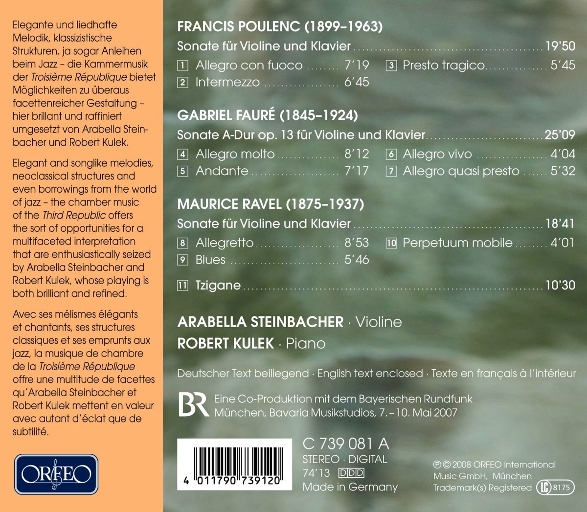 Arabella Steinbacher 프랑스 바이올린 소나타집 (Faure / Poulenc / Ravel - Arabella Steinbacher) 