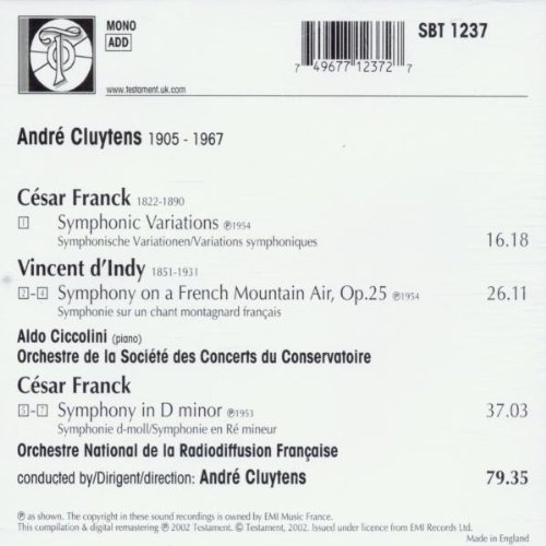 Andre Cluytens  프랑크 / 댕디: 교향곡 (Franck / D'Indy : Symphonies) 