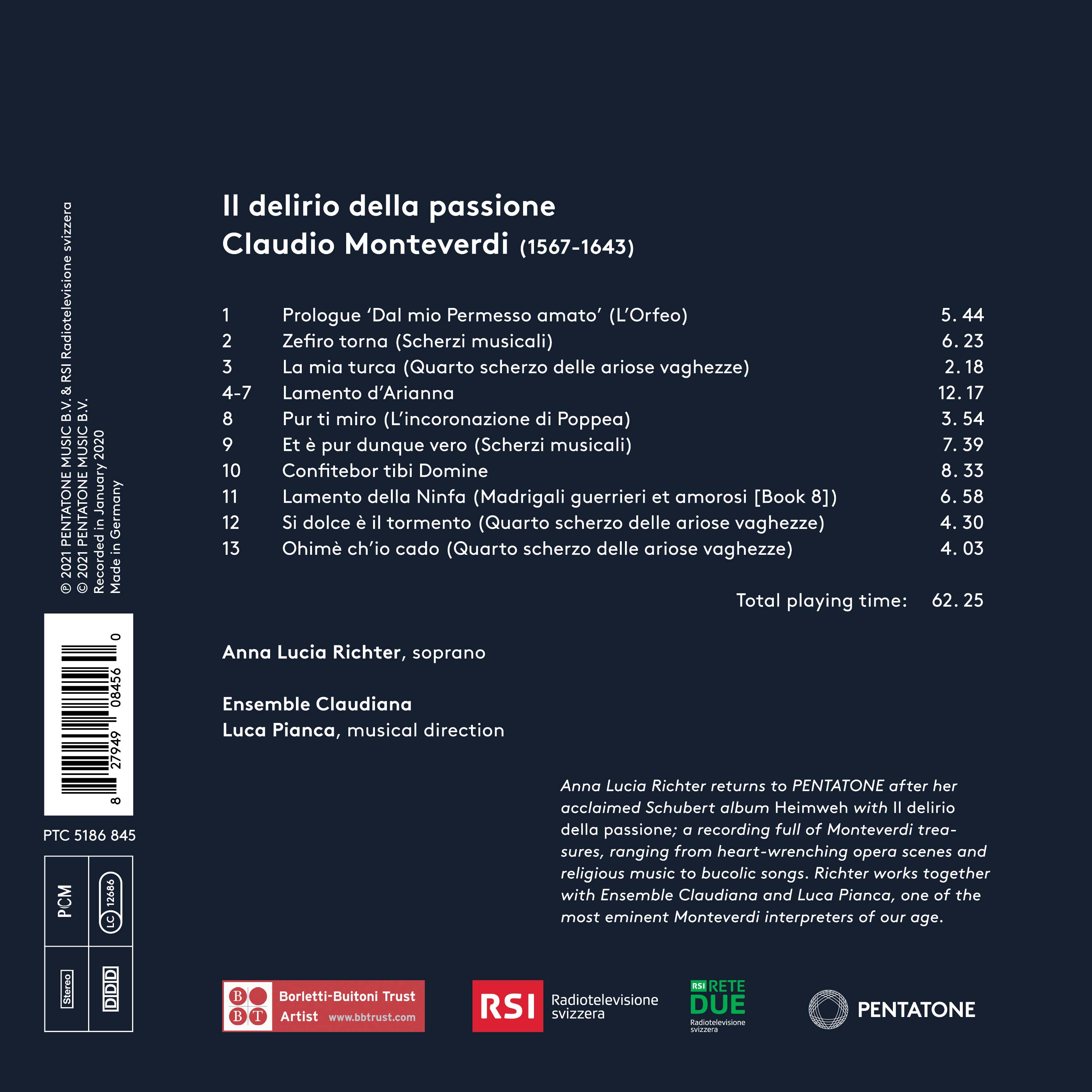 Anna Lucia Richter 몬테베르디: 오르페오, 아리안나의 한탄 외 (Monteverdi: Il Delirio Della Passione) 