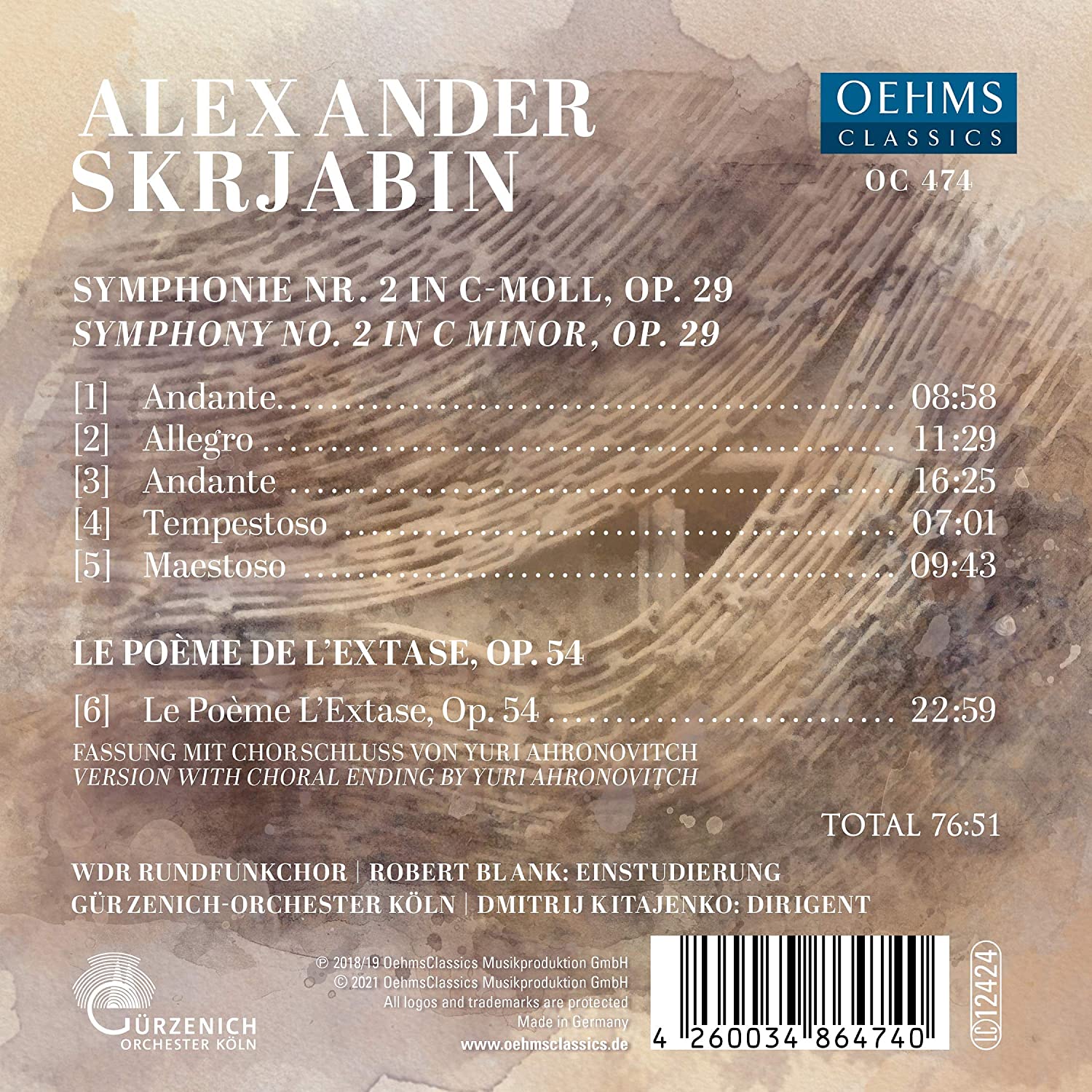 Dmitri Kitaenko 스크리아빈: 교향곡 2, 4번 (Scriabin: Symphonies Op.29, Op.54 "Le poeme de l'extase") 