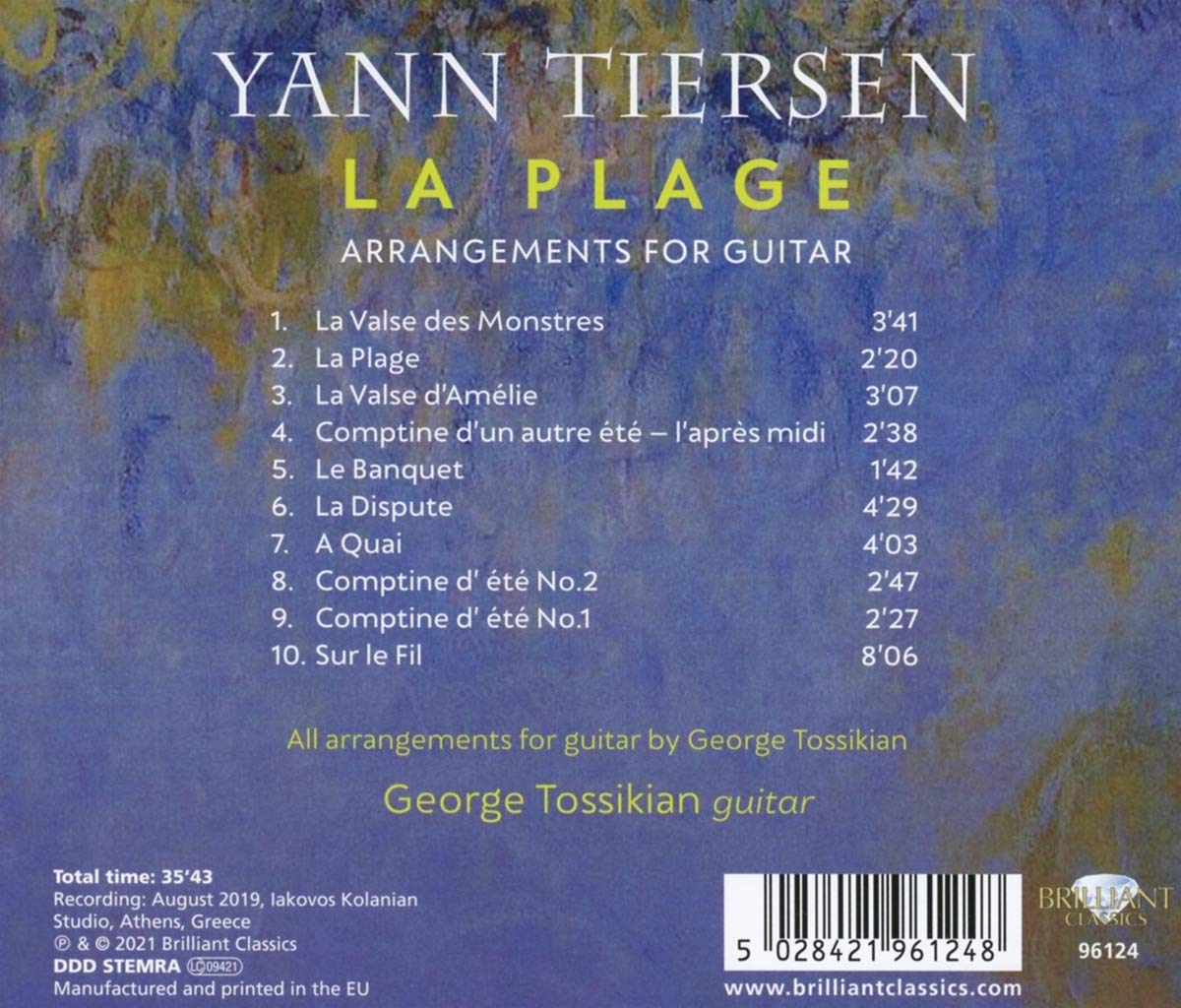 George Tossikian 클래식 기타로 듣는 얀 티에르샹의 음악 (Yann Tiersen: Arrangements for Guitar) 