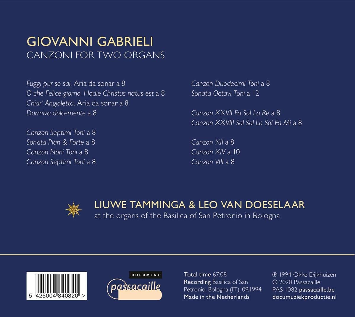 Liuwe Tamminga 조반니 가브리엘리: 두 대의 오르간을 위한 칸초나 (Giovanni Gabrieli: Canzoni for Two Organs) 