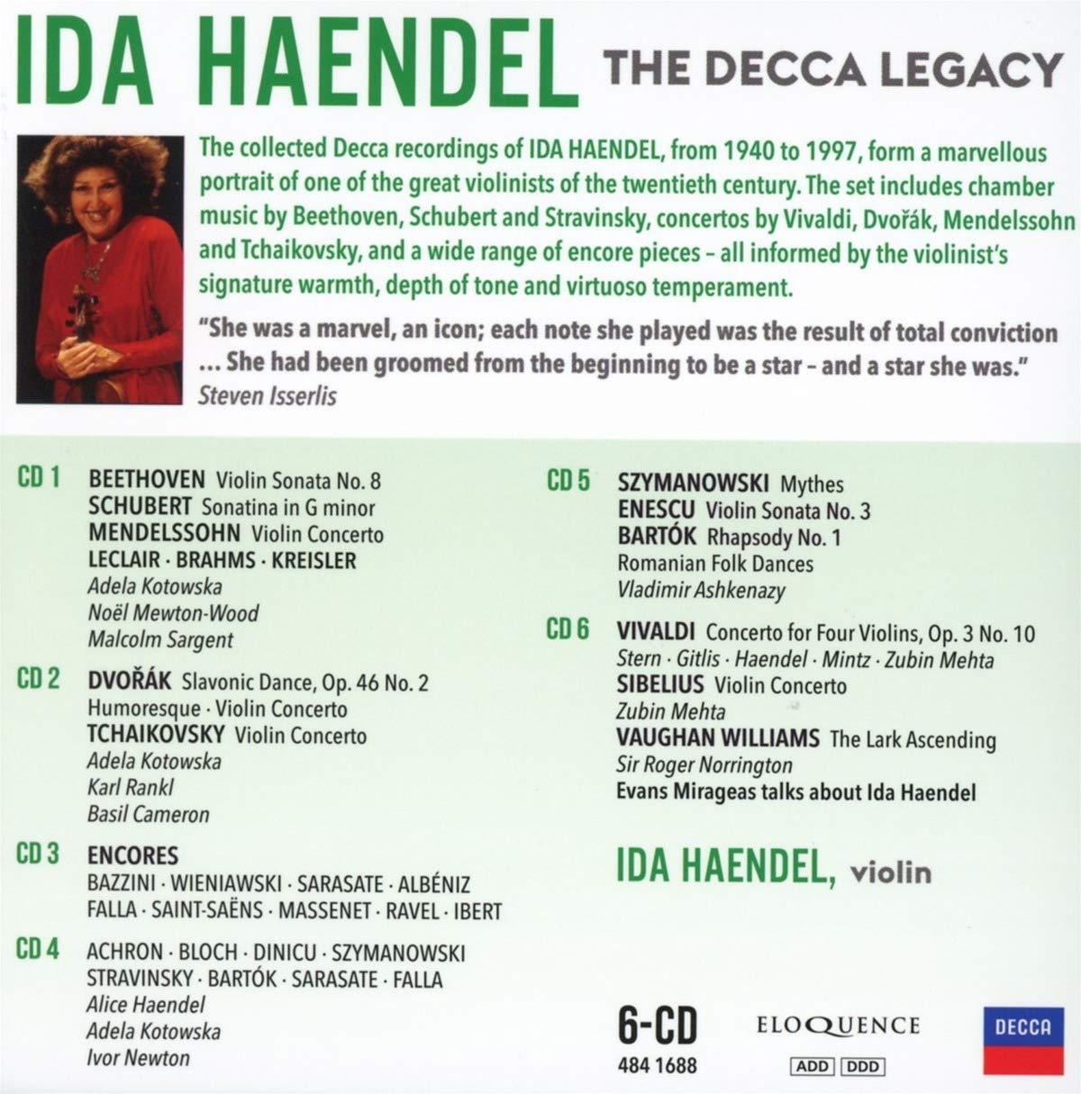 Ida Haendel 이다 헨델 1940-1997 데카 녹음 선집 (The Decca Legacy)