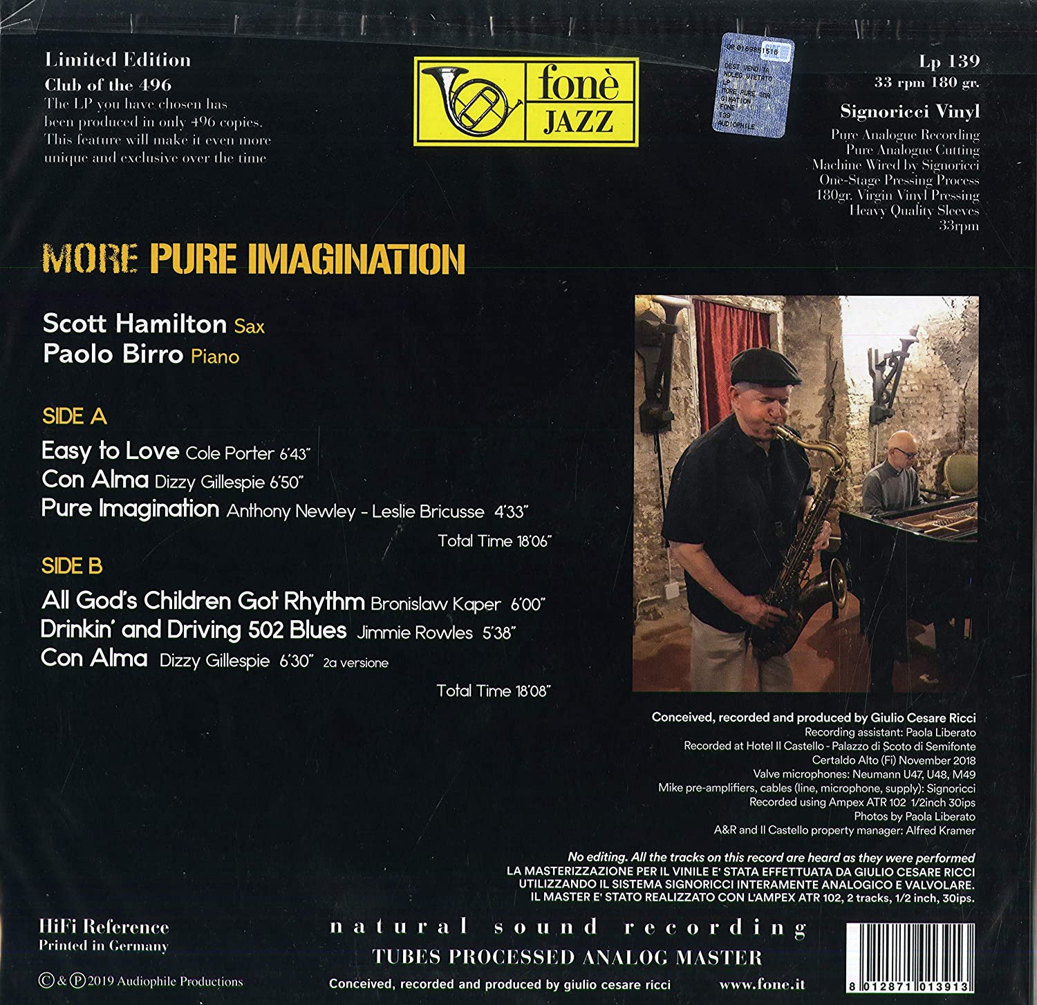 Scott Hamilton / Paolo Birro (스콧 해밀튼 / 파올로 비로) - More Pure Imagination [LP] 