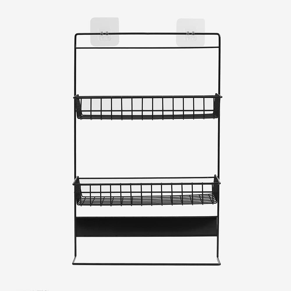 냉장고걸이 2단 스틸 수납선반(블랙) 주방 틈새선반