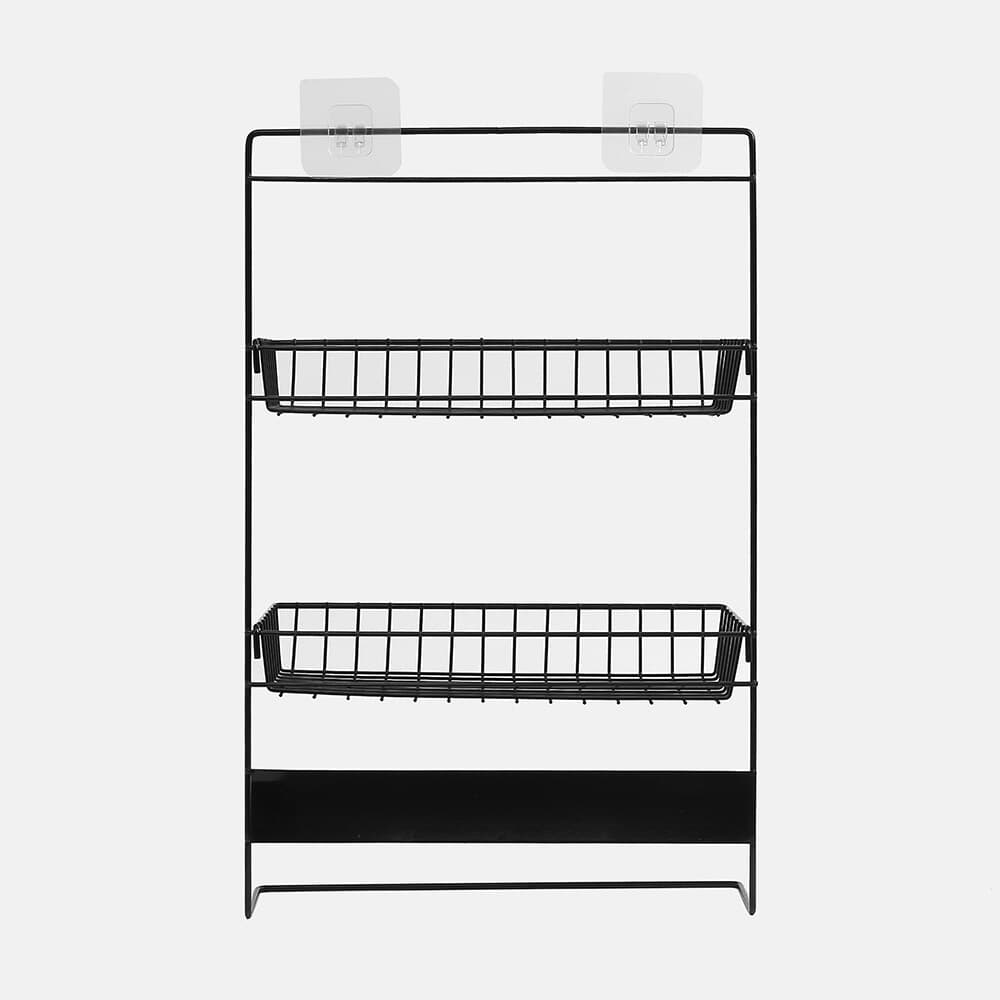 냉장고걸이 2단 스틸 수납선반(블랙) 주방 틈새선반