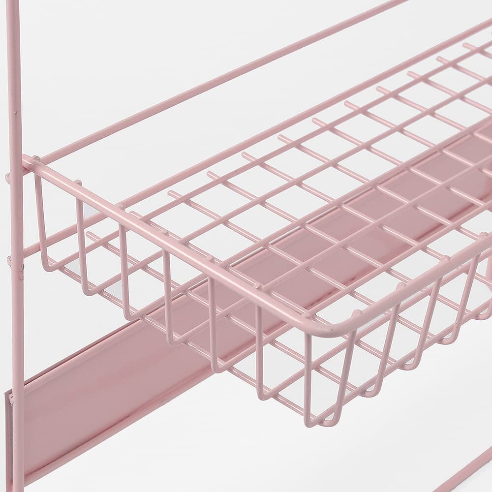 냉장고걸이 2단 스틸 수납선반(핑크) 틈새선반